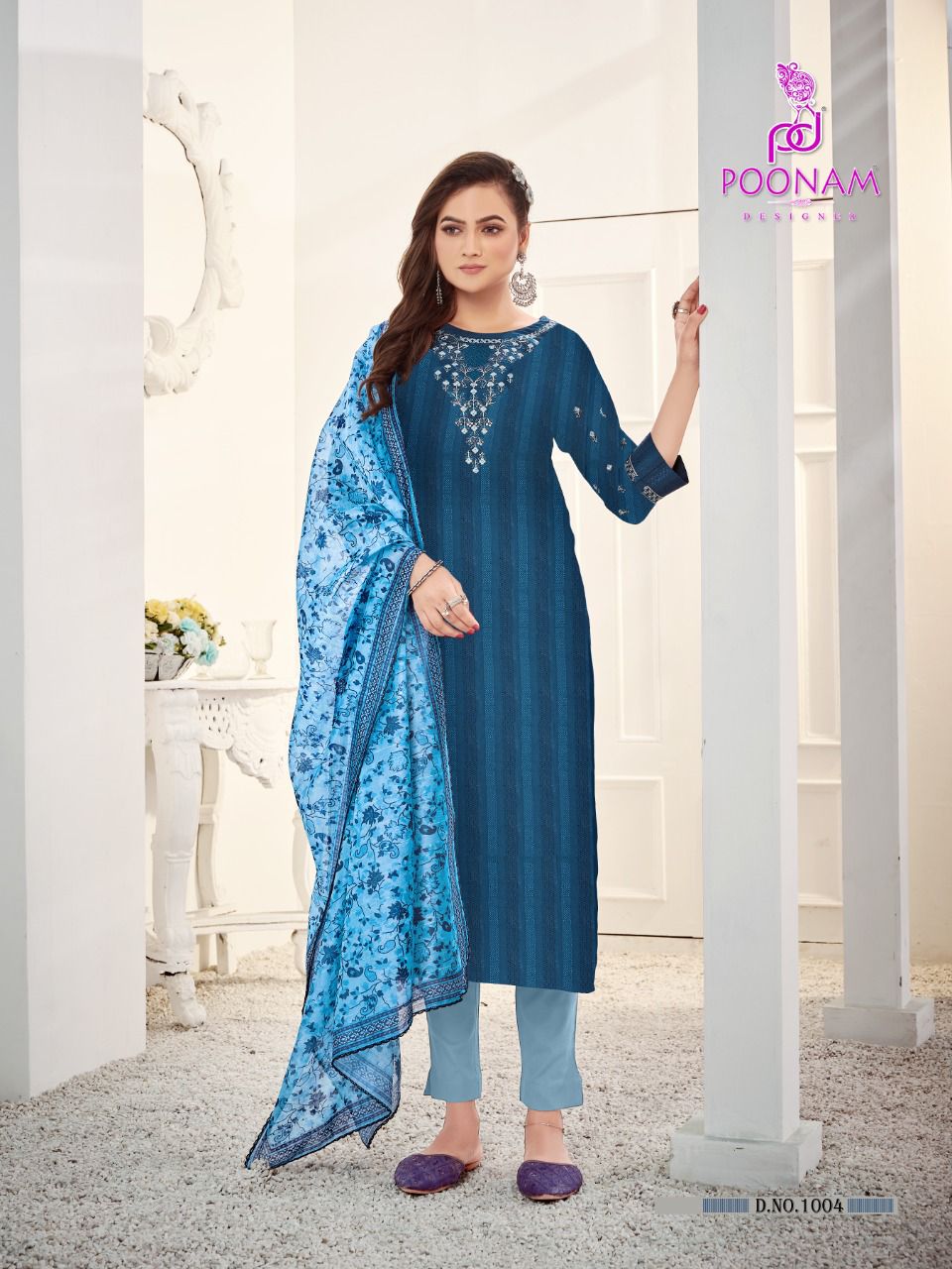 Poonam Maharani Fancy Exclusive Festive Wear Rayon Kurti Pant With Dupatta Collection